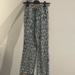 Joie, Aztec print, teal/blue and cream hue, silk summer pant